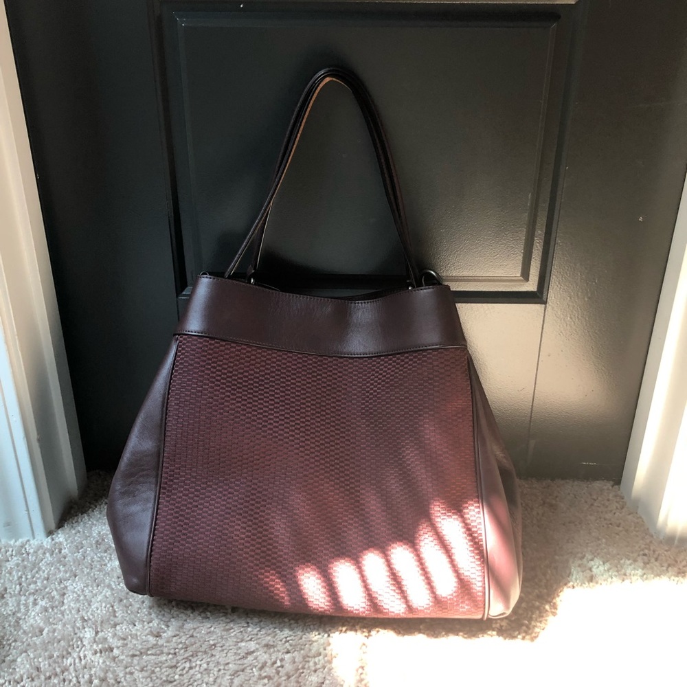 Coach Plum Leather and Canvas Bag